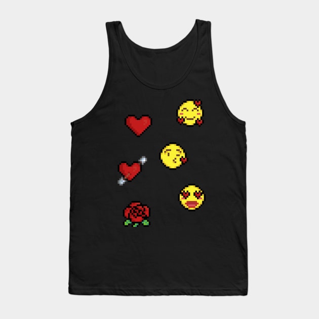 Valentine's Day Pixel Stickers Tank Top by rafagars